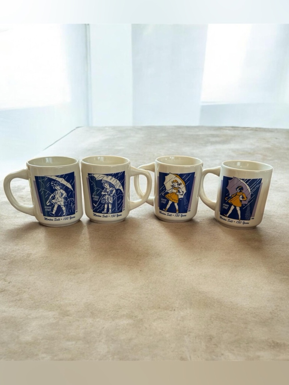 Vintage Morton Salt Ceramic Mugs Set of 4